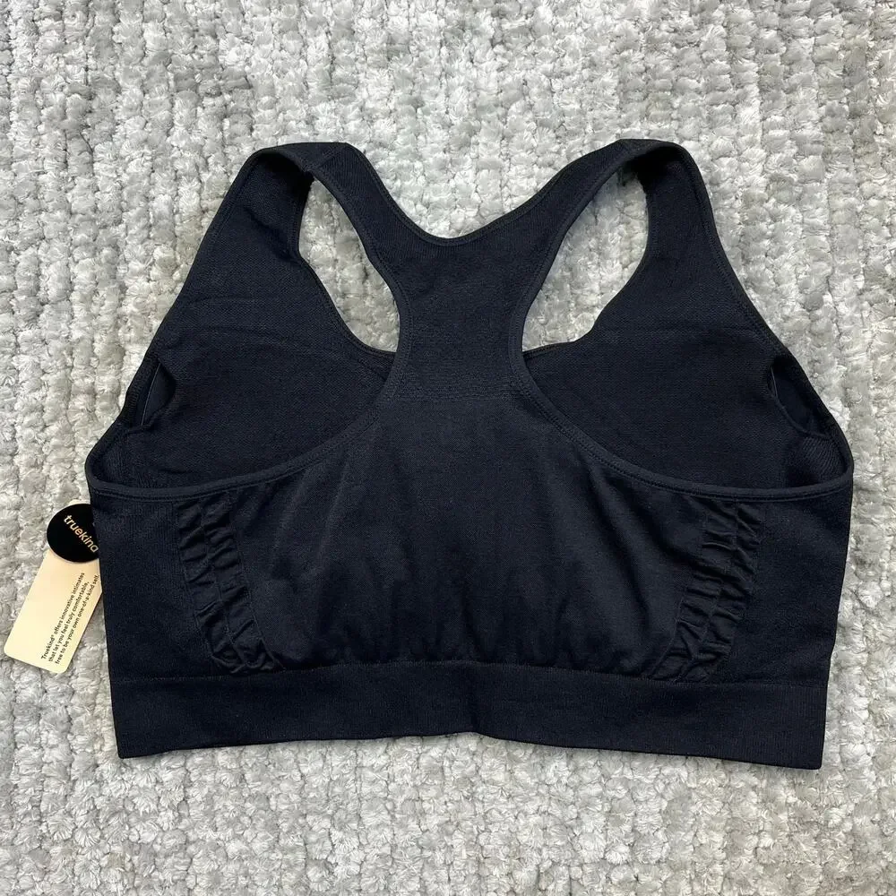 NEW‎ Truekind Women's Comfort ReACTIVATE Sports Bra Racerback Black Wireless 2XL